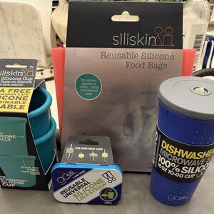 goSili bundle reusable silicone cups, drink lid/straw and snack bags